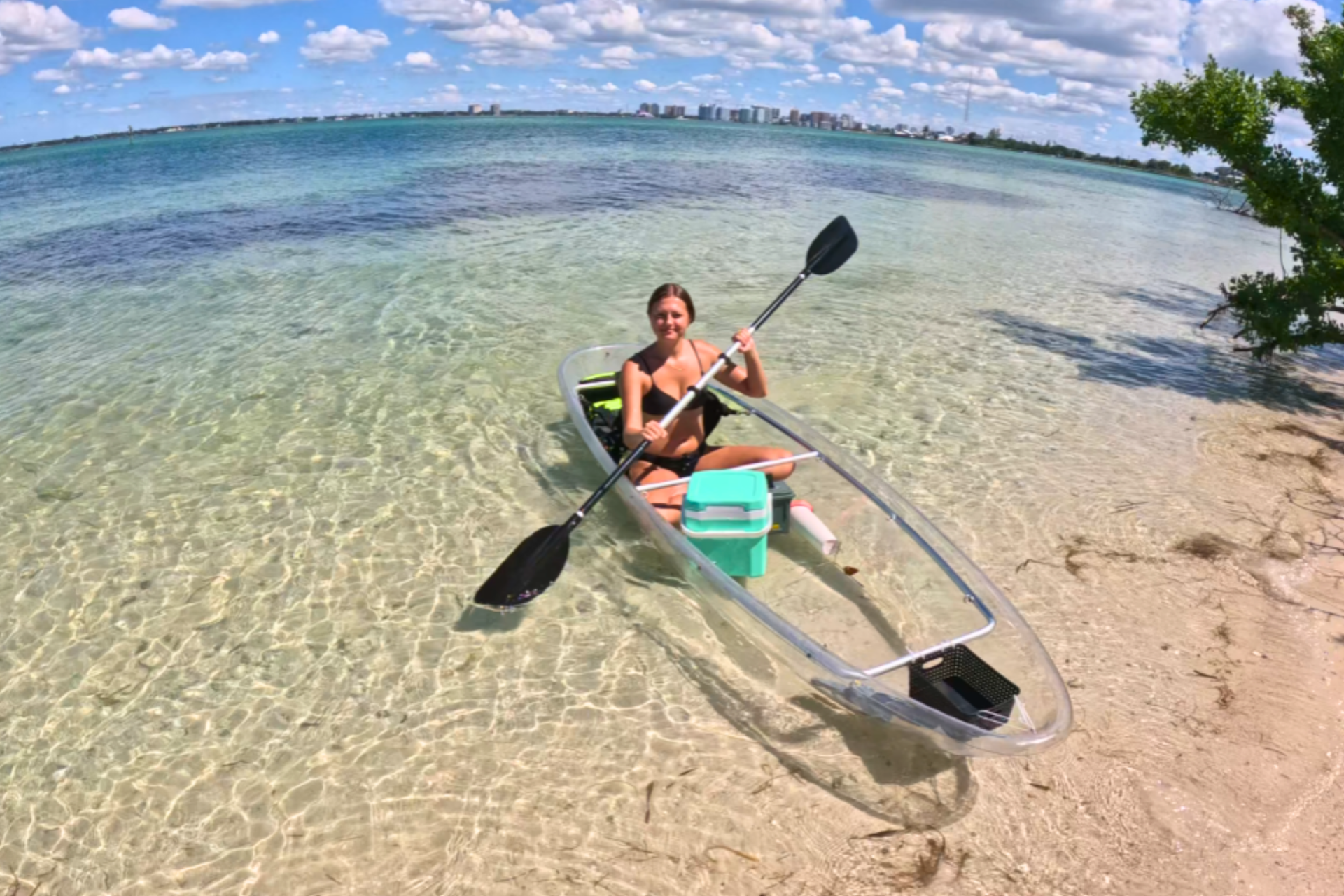 Clear kayak paddling